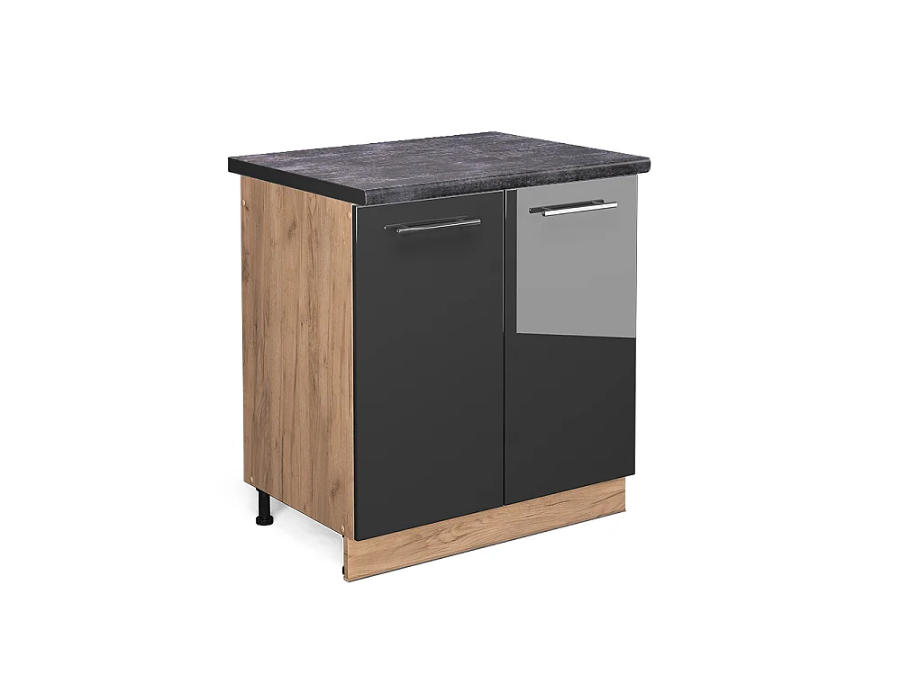 Meuble bas sous-évier anthracite haute brillance 80x60x82 fame-line
