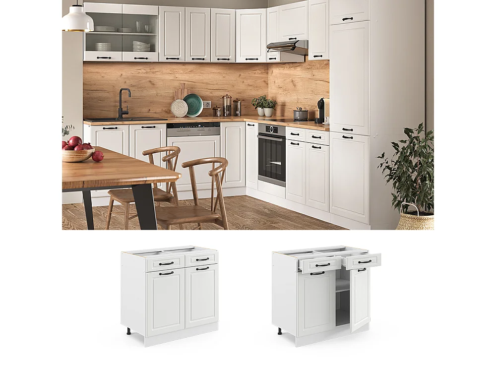 Meuble cuisine blanc campagne 80x60x81.6 r-line