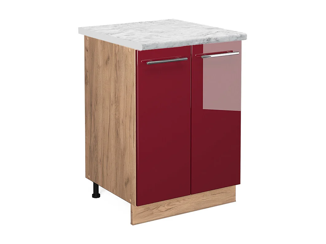 Mueble bajo de cocina rojo burdeos alto brillo 60x60x82 fame-line
