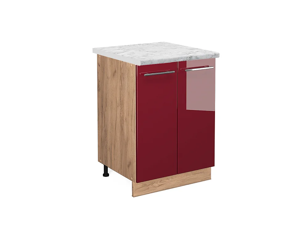 Meuble bas de cuisine rouge bordeaux haute brillance 60x60x82 fame-line