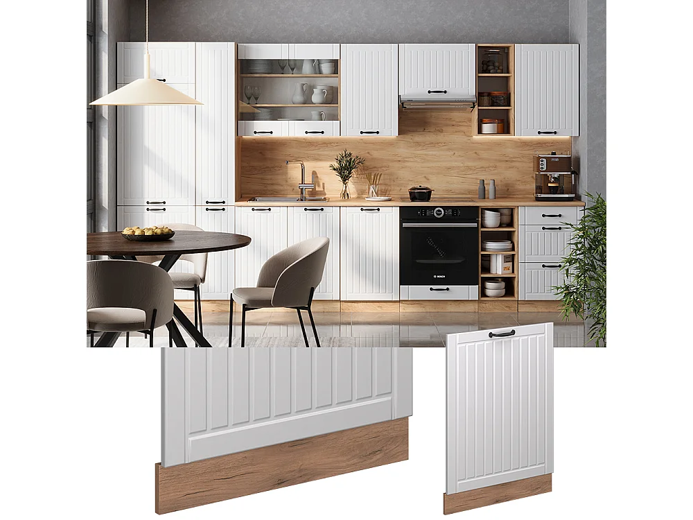 Pannello frontale della lavastoviglie bianco casa di campagna 60x1.6x81.8 fame-line