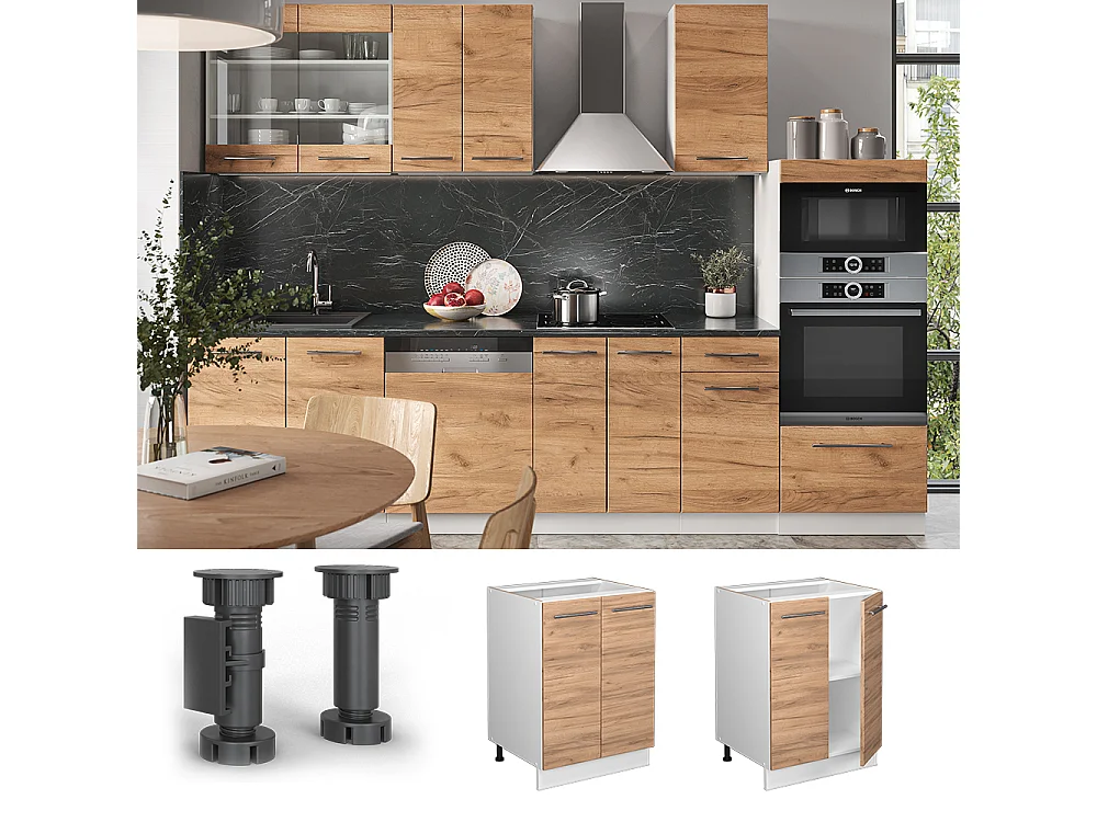 Mobiletto base cucina Rovere dorato 60x60x82 fame-line