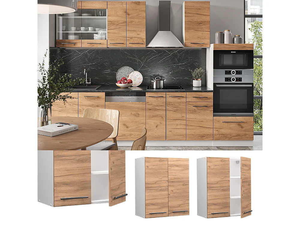 Elément haut de cuisine chêne de force doré 60x34.1x72 fame-line