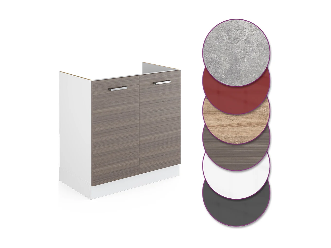 Meuble bas sous-évier gris noble 80x46x81.6 r-line