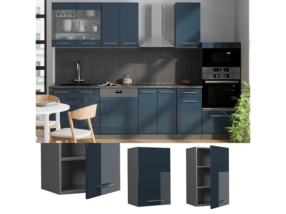 Wall cabinet dark blue high gloss 45x34.1x72 fame-line