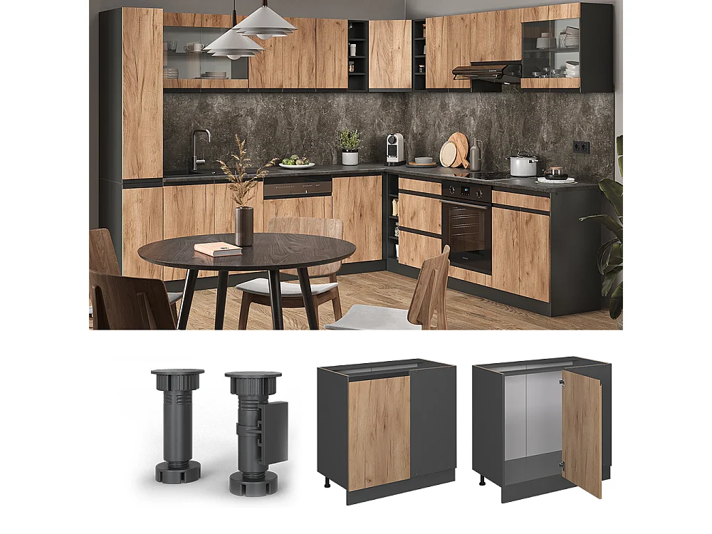Mobile ad angolo cucina quercia dorata 86x60x81.6 r-line