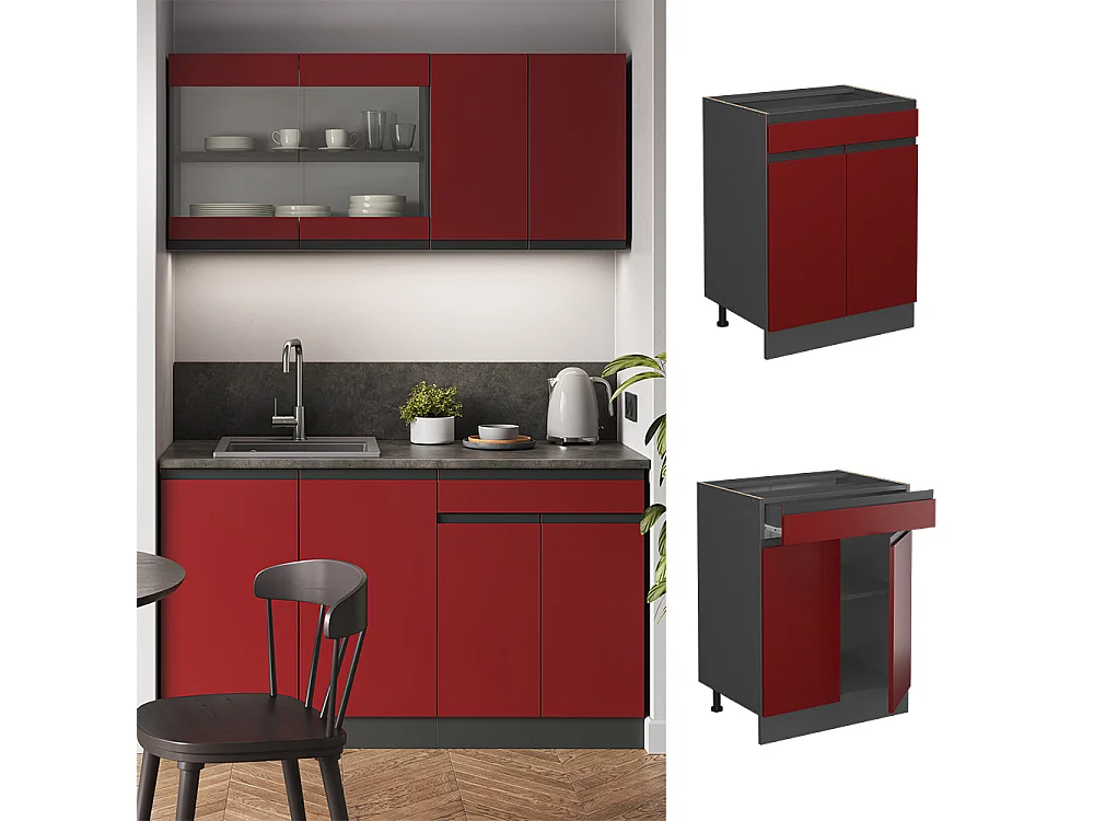 Küchenunterschrank rot 60x60x81.6 r-line