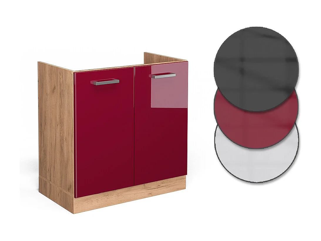 Meuble bas sous-évier rouge brillant 80x60x81.6 r-line