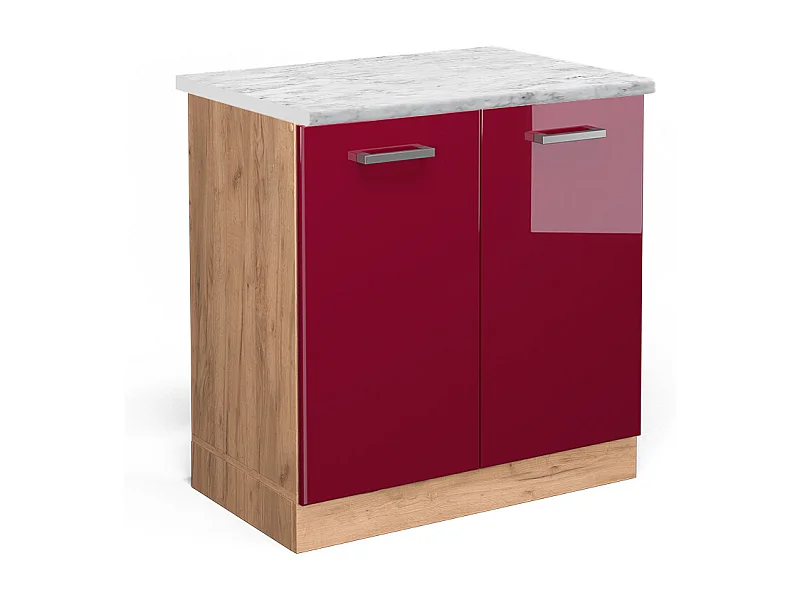 Meuble bas sous-évier rouge brillant 80x60x81.6 r-line