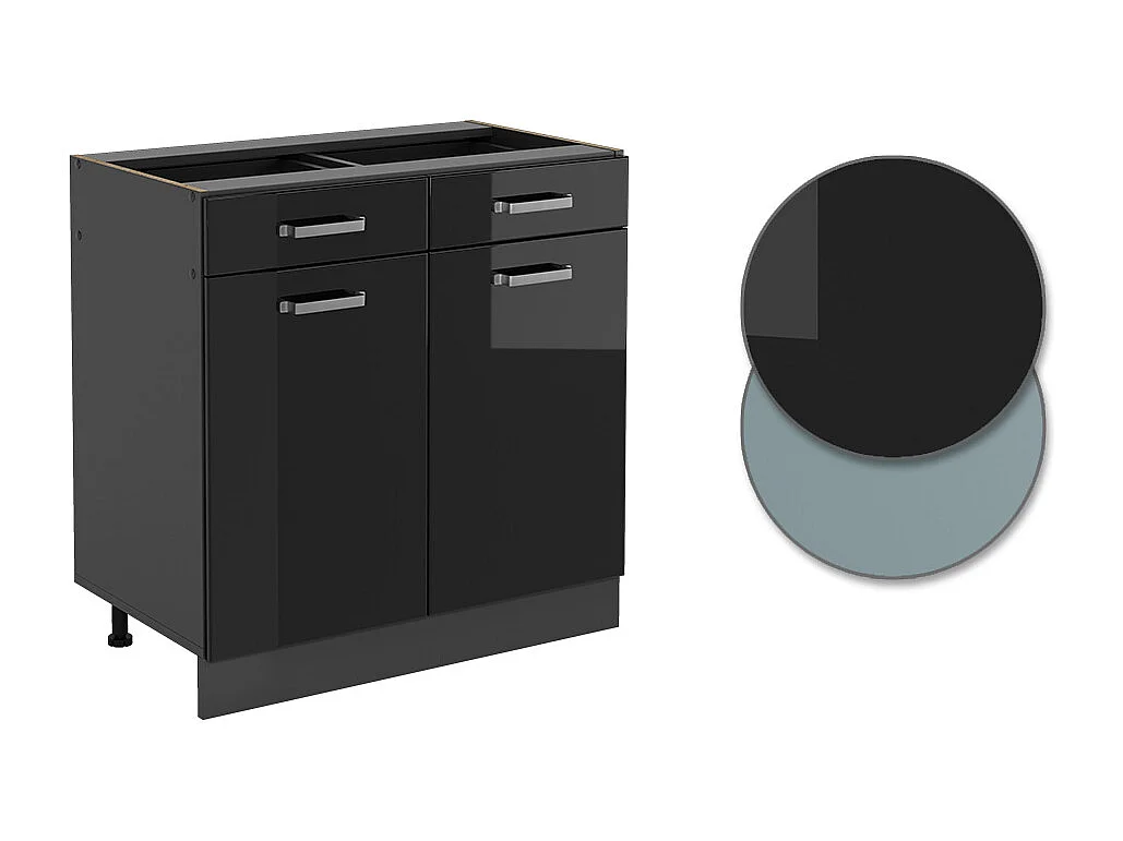 Mobiletto base per cucina nero lucido 80x46x81.6 r-line