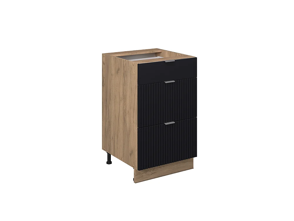 Kitchen base cabinet black striped 50x51.6x82 fame-line