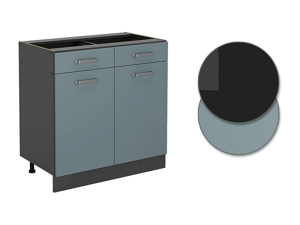 Mueble bajo de cocina gris azulado 80x60x81.6 r-line