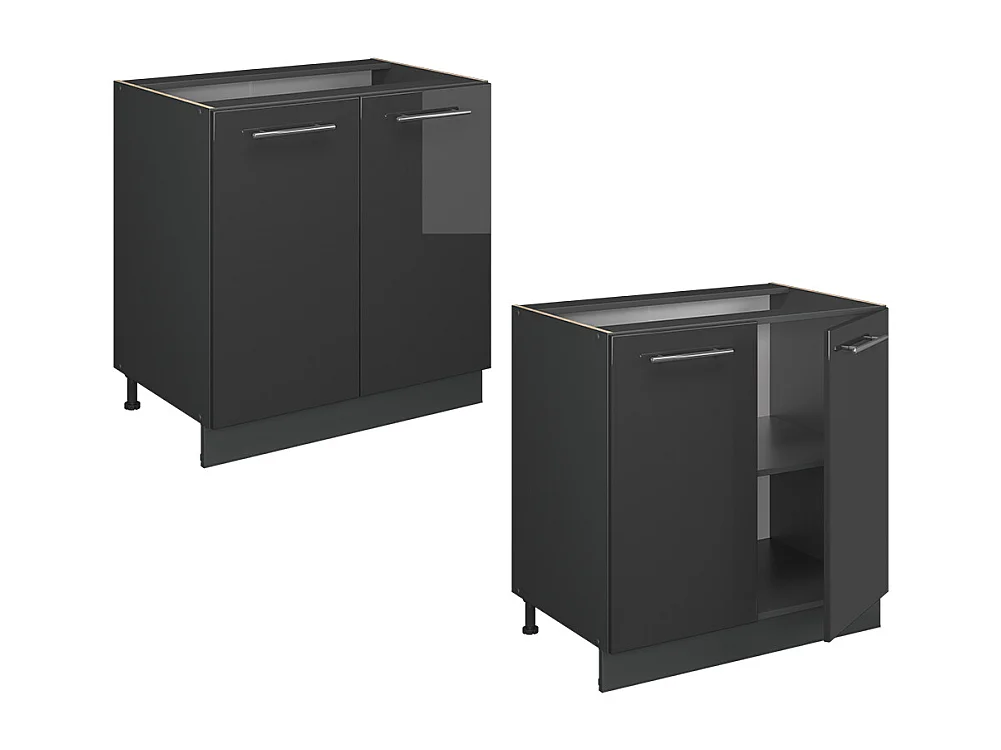 Meuble bas sous-évier anthracite haute brillance 80x60x82 fame-line