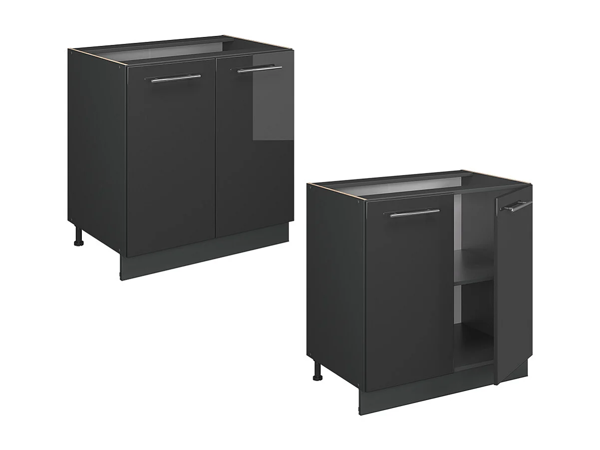 Meuble bas sous-évier anthracite haute brillance 80x60x82 fame-line