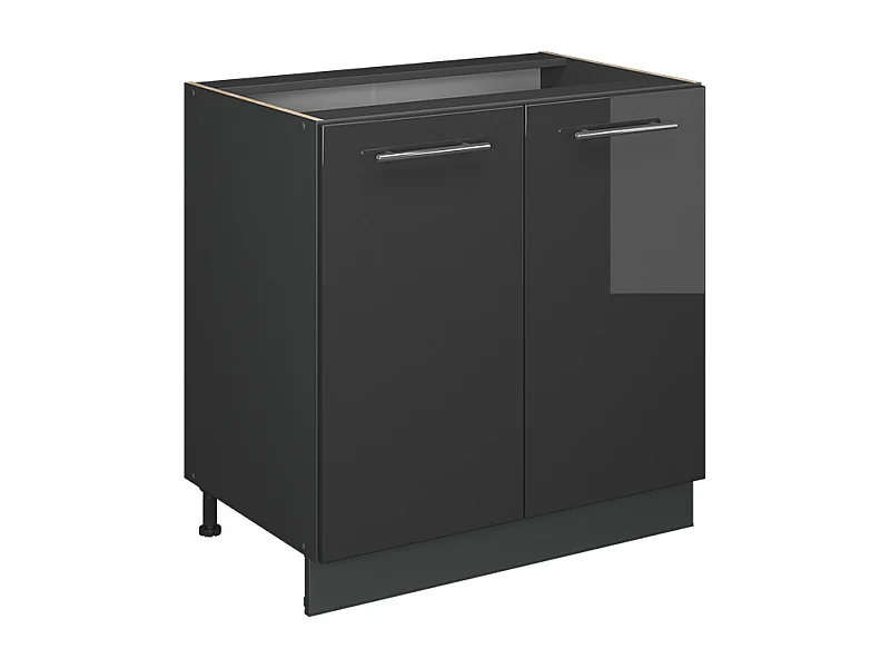 Meuble bas sous-évier anthracite haute brillance 80x60x82 fame-line