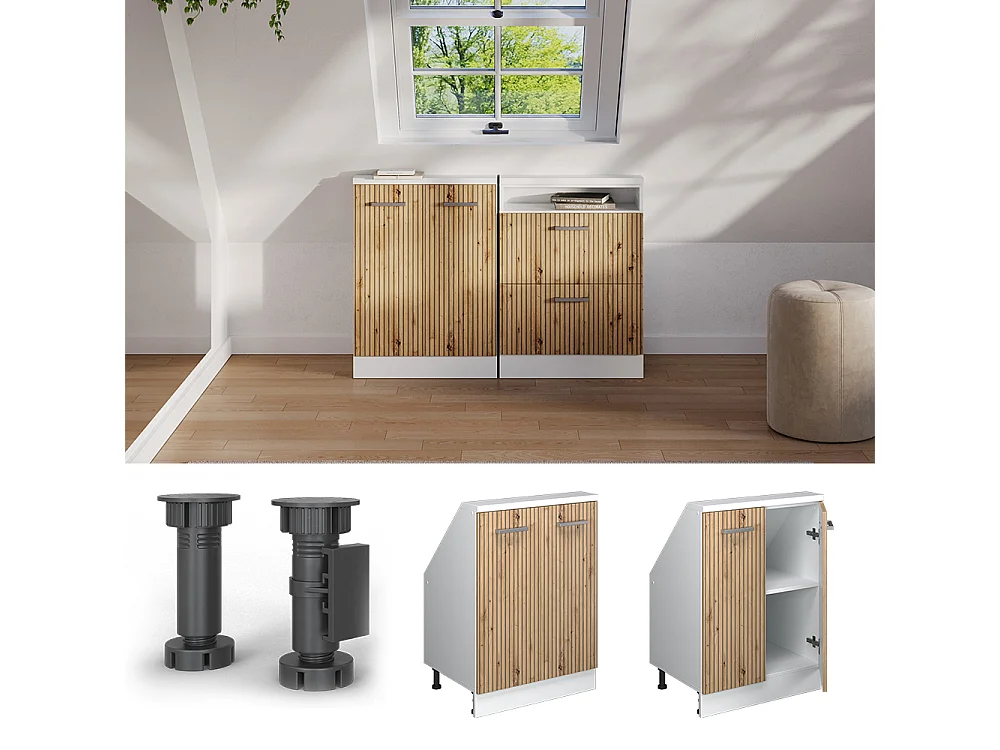 Köksskåp för sluttande tak hantverks ek 60x46x81.6 r-line