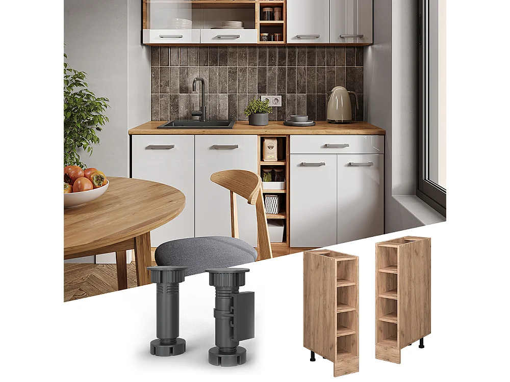 Etagère de cuisine chêne de force doré 20x44x81.6 r-line