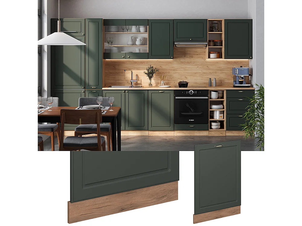 Façade de lave-vaisselle vert or campagne 60x1.6x81.8 fame-line