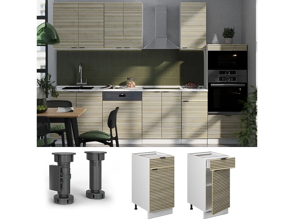 Mobiletto base per cucina pannello in quercia 40x51.6x82 fame-line
