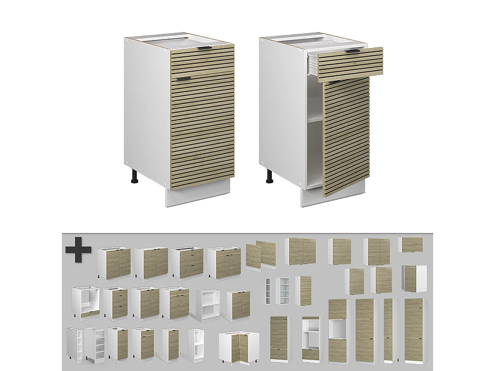 Mobiletto base per cucina pannello in quercia 40x51.6x82 fame-line