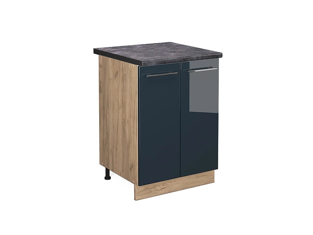 Meuble bas de cuisine bleu foncé brillant 60x60x82 fame-line