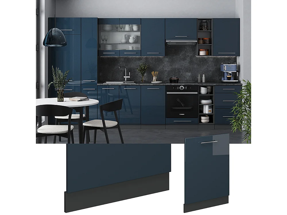 Panel frontal del lavavajillas azul oscuro alto brillo 60x1.6x81.8 fame-line