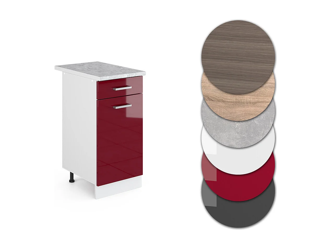 Meuble cuisine rouge brillant 40x60x81.6 r-line