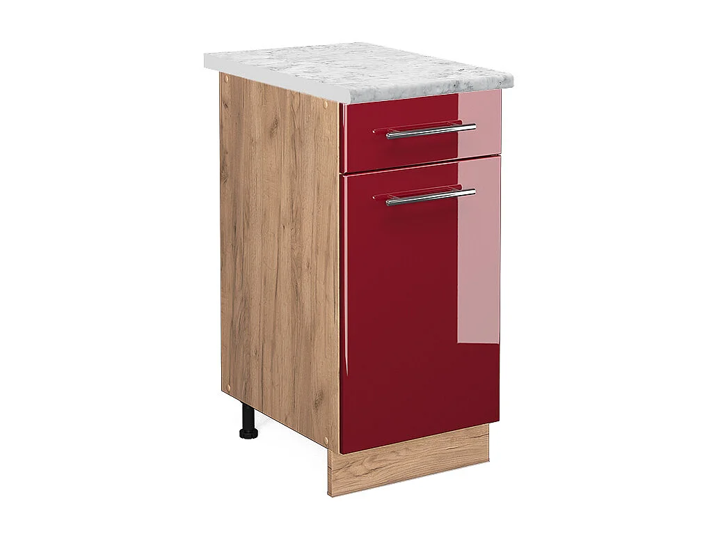 Meuble cuisine rouge bordeaux haute brillance 40x60x82 fame-line