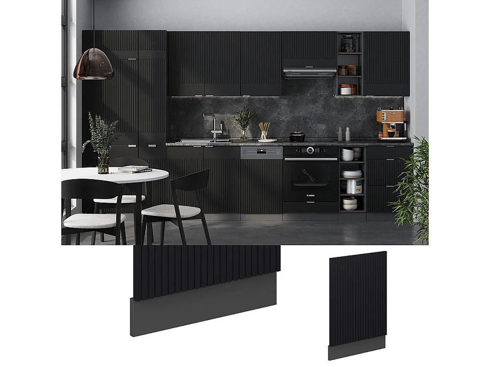 Façade noir rayé 45x1.6x67.4 fame-line