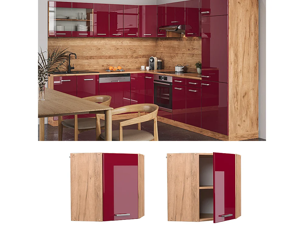 Elément haut de cuisine rouge brillant 57x34.1x60 r-line