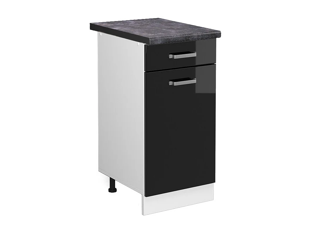 Küchenunterschrank schwarz hochglanz 40x60x81.6 r-line