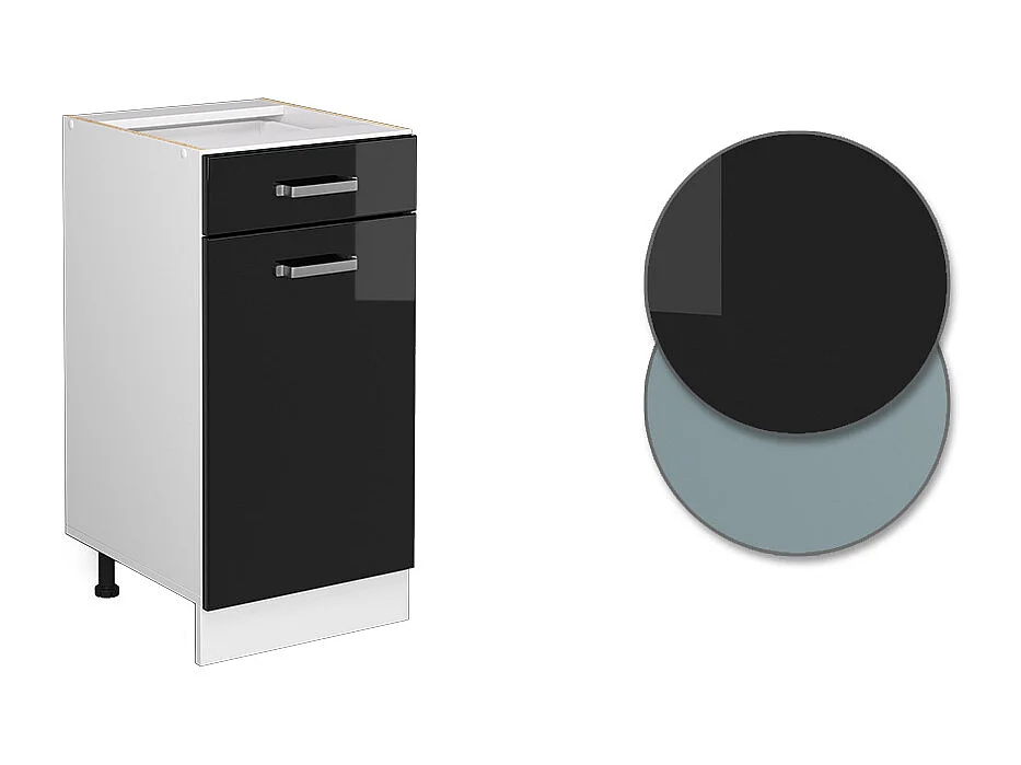 Küchenunterschrank schwarz hochglanz 40x60x81.6 r-line