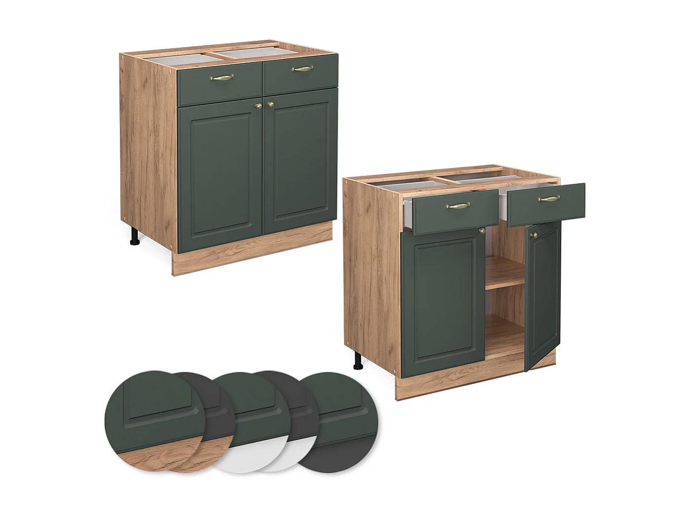 Meuble cuisine vert or campagne 80x51.6x82 fame-line