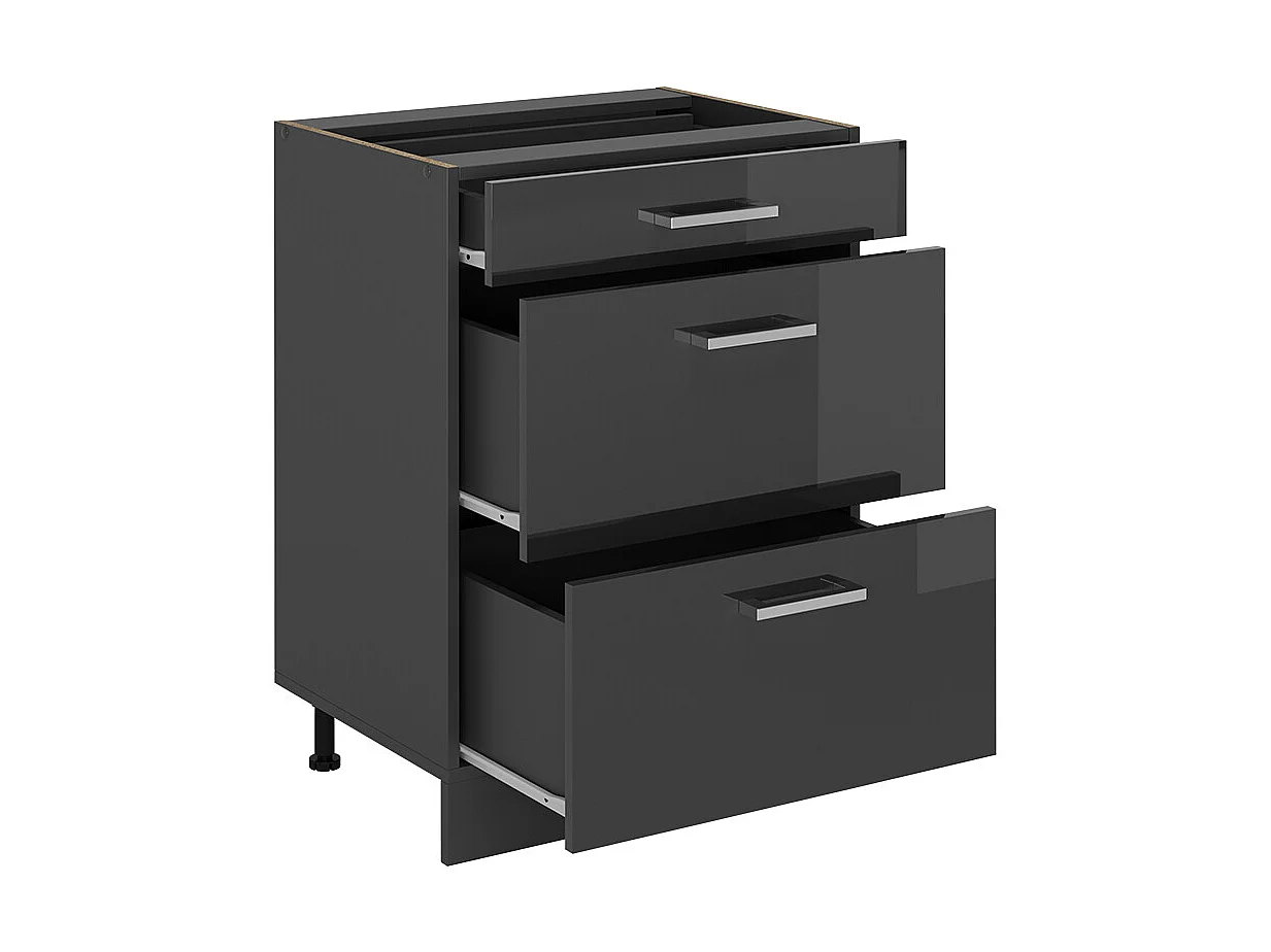 Meuble cuisine anthracite haute brillance 60x60x81.6 r-line