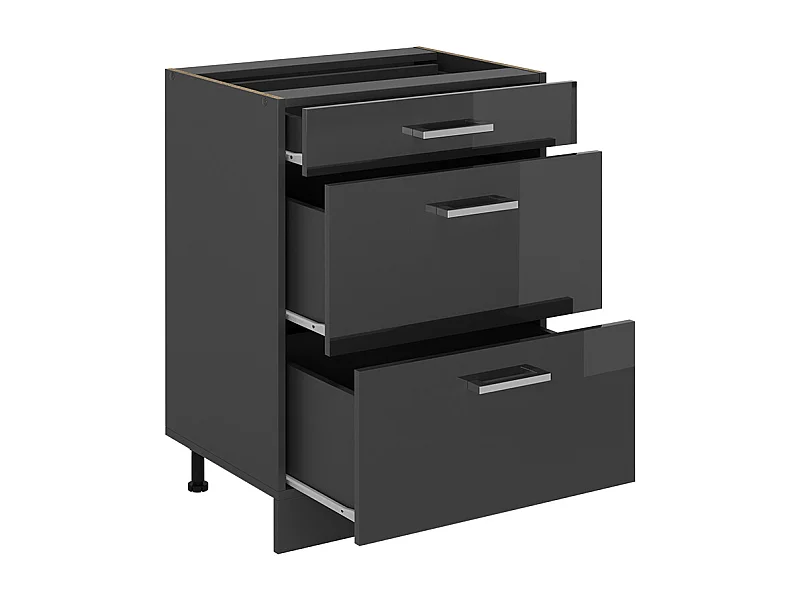 Meuble cuisine anthracite haute brillance 60x60x81.6 r-line