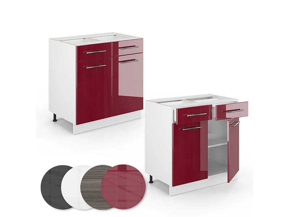 Mobiletto base per cucina Bordeaux lucido 80x51.6x82 fame-line