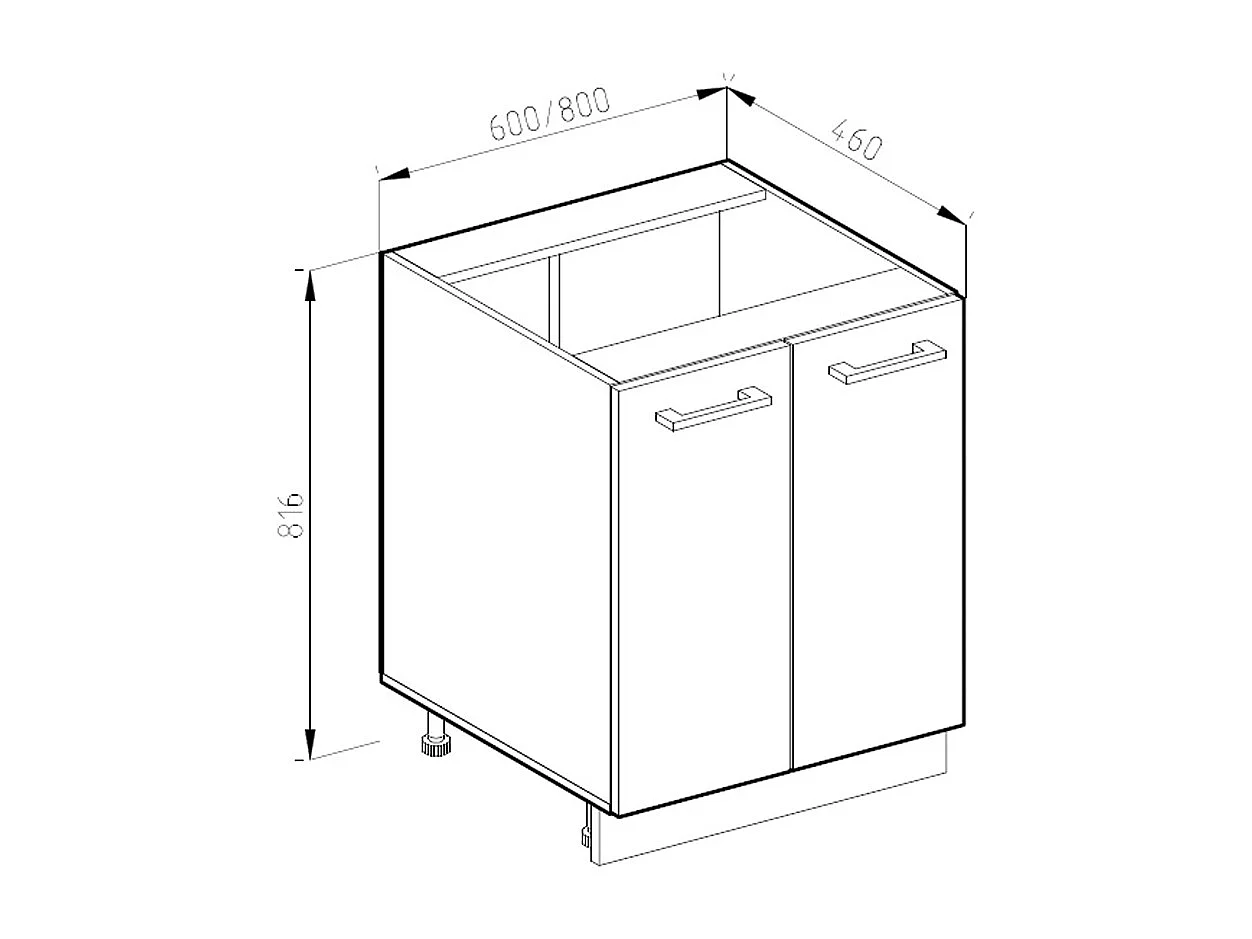 Meuble bas de cuisine chêne de force doré 60x60x81.6 r-line