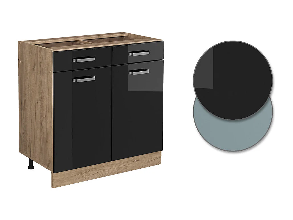 Mueble bajo de cocina negro brillo intenso 80x46x81.6 r-line