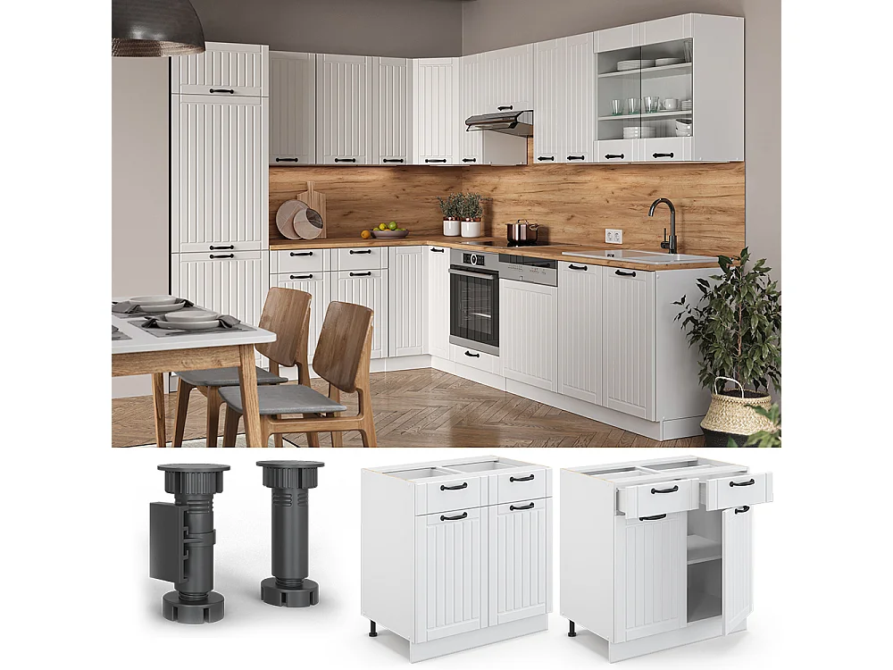Meuble cuisine blanc campagne 80x60x82 fame-line
