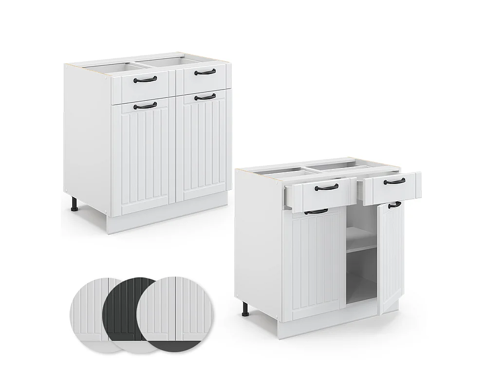 Meuble cuisine blanc campagne 80x60x82 fame-line
