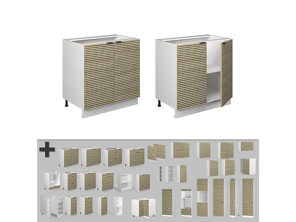 Wastafelkast eiken paneel 80x60x82 fame-line