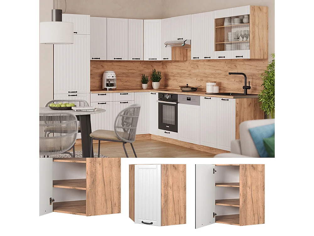 Elément haut de cuisine blanc campagne 57x34.1x72 fame-line