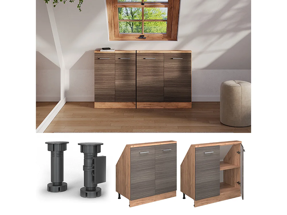 Keukenkast voor schuine wand edel grijs 80x46x81.6 r-line