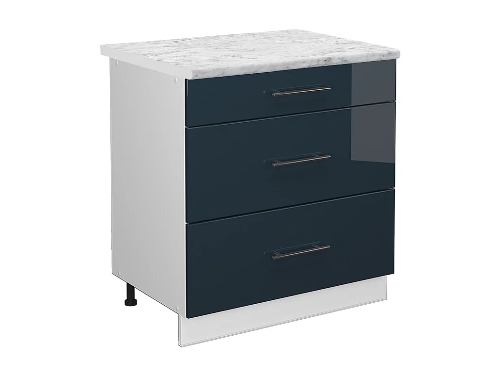 Mobiletto base per cucina blu scuro lucido 80x60x82 fame-line