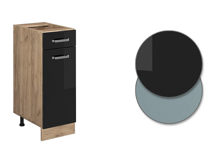 Mueble bajo de cocina negro brillo intenso 30x46x81.6 r-line