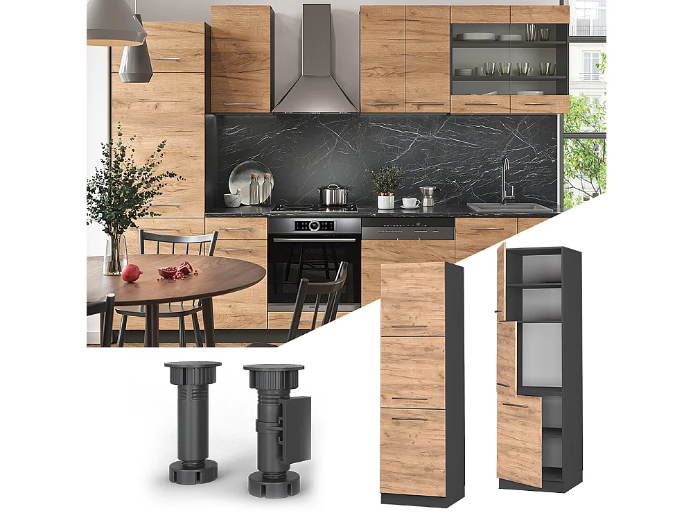 Meuble pour four chêne de force doré 60x58x206.8 fame-line