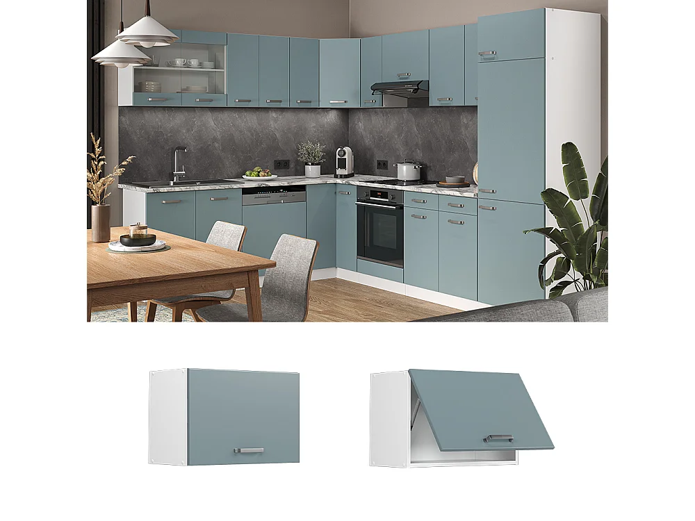 Elément haut de cuisine bleu-gris 60x31x40 r-line