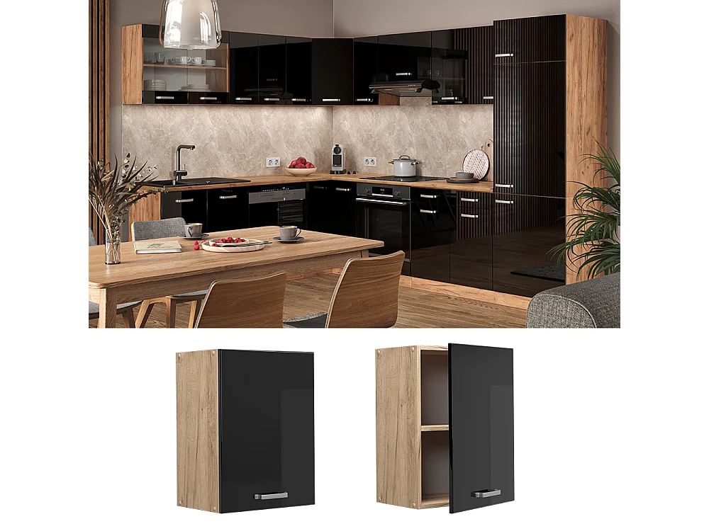 Armario colgante negro brillo intenso 45x31x60 r-line