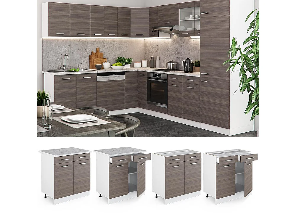 Meuble cuisine gris noble 80x46x81.6 r-line