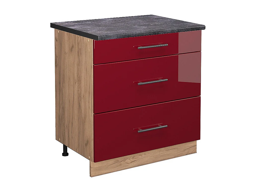 Meuble cuisine rouge bordeaux haute brillance 80x60x82 fame-line